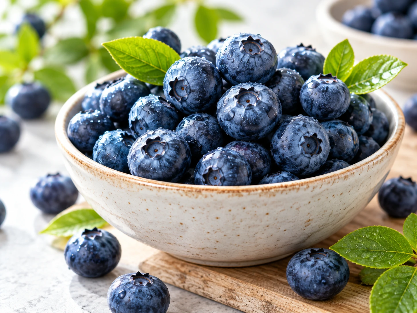 Fresh blueberries ready to serve