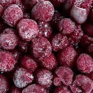Frozen cherries showing rich red colour and natural shine, flash-frozen and ready for delivery across the Deep South